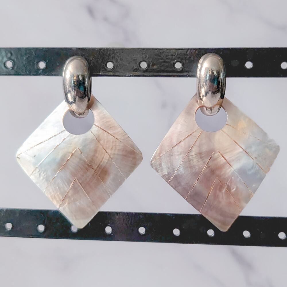 Vintage Stud Earrings Shell / Mother of Pearl Extra Large Statement